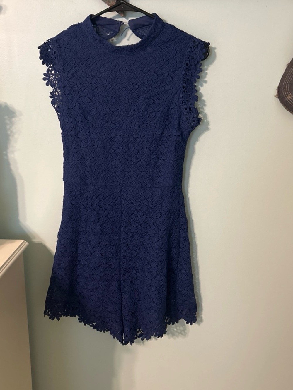 miami Navy Blue Lace Romper